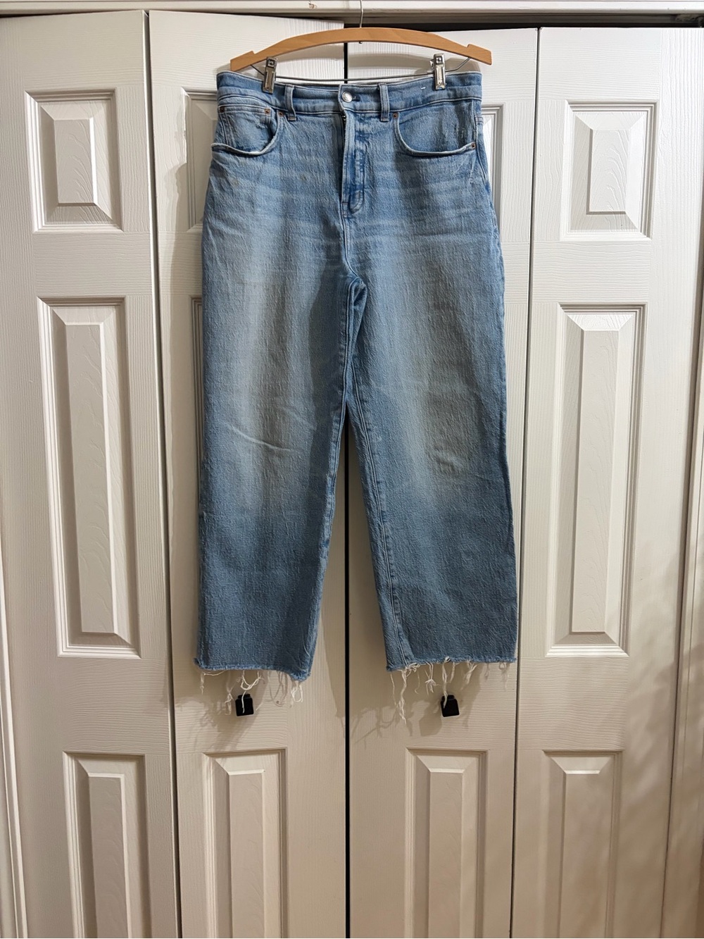 Madewell Light Wash Cropped Wide Leg Jeans with Raw Hem